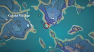 Pufferfish location by Koseki Village (Image via Genshin Impact)